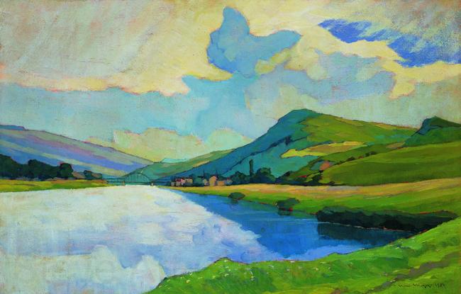 Nico Klopp Moselle near Schengen at the Drailannereck Norge oil painting art